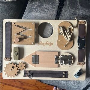 Montessori Busy Board for Toddlers - Natural Wood